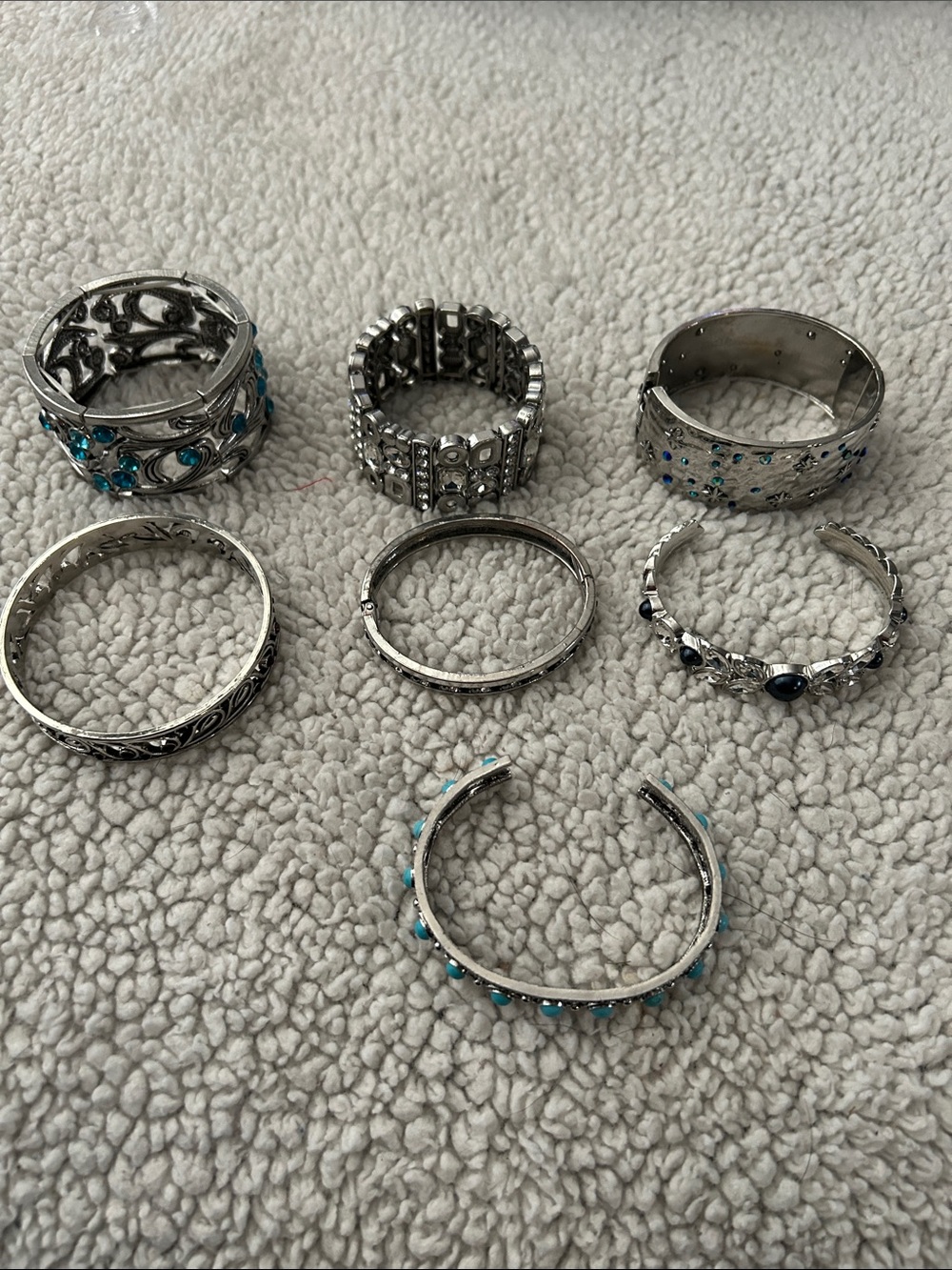 paparazzi Silver-Tone Bracelet Bundle with Turquoise and Navy Accents